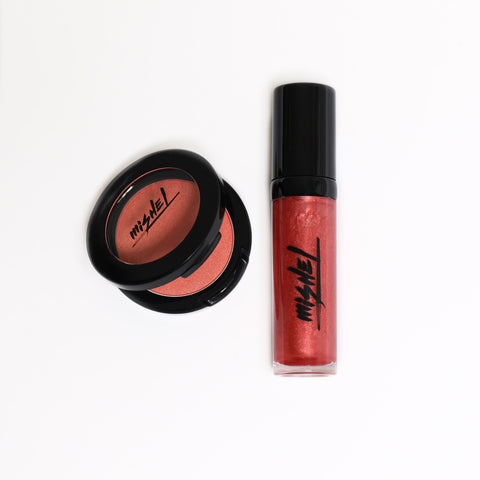 Luxury Lip Gloss Firebrick & Silky Coral Mineral Blusher